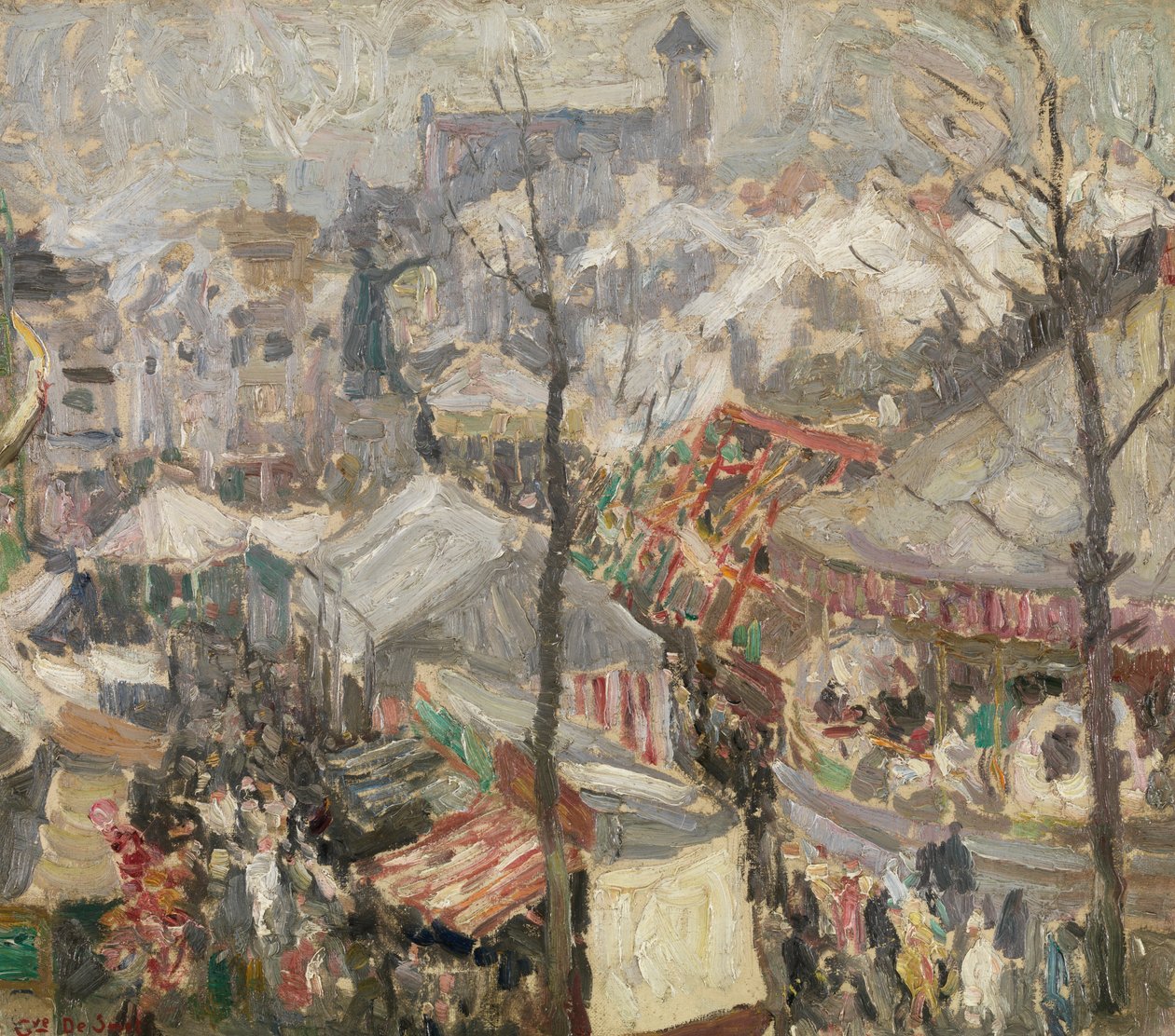 Mässa på fredagsmarknaden i Gent (olja på duk) av Gustave de Smet