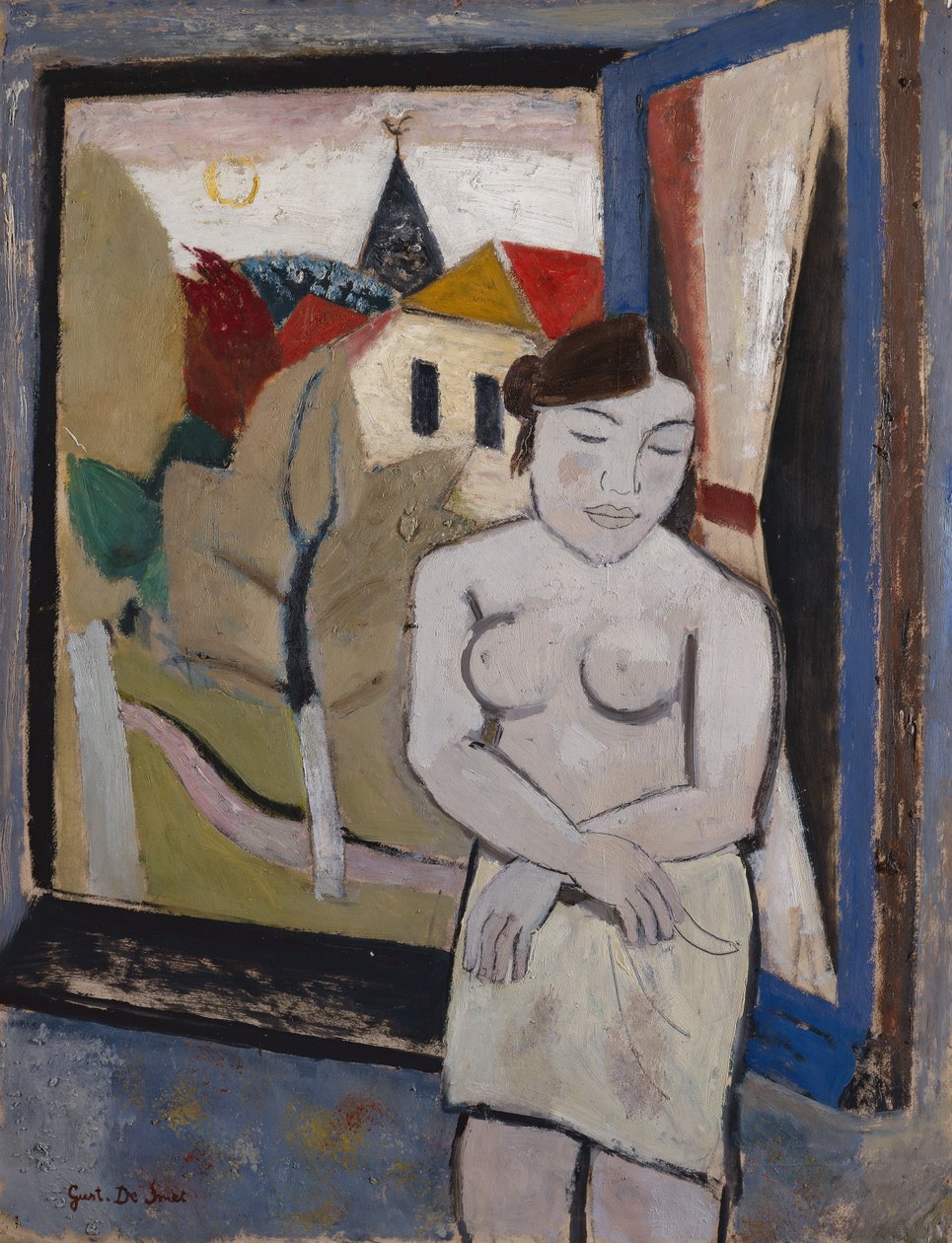 Naken vid ett fönster av Gustave de Smet