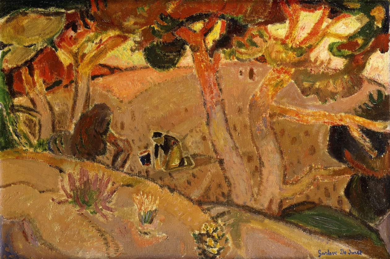 Soligt landskap; Paysage Ensoleille - Soligt landskap av Gustave de Smet