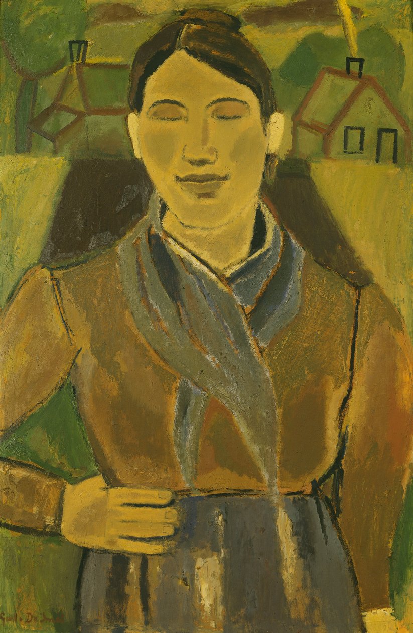 Den flamländska bonden; Den flamländska bondekvinnan, ca 1935 (olja ombord) av Gustave de Smet