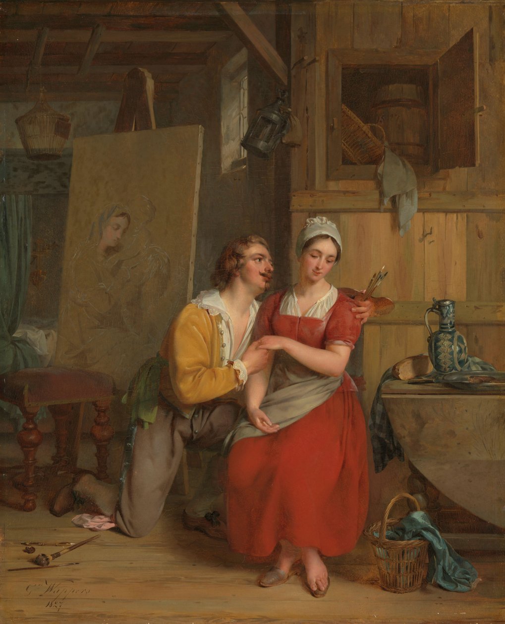 Anthony van Dyck uppvaktar sin modell av Gustave or Gustaaf Wappers
