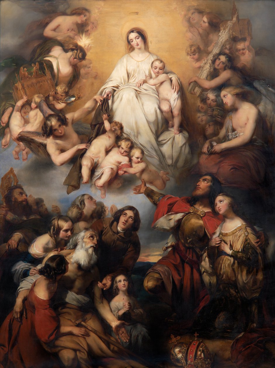 Our Lady of Mount Carmel (olja på duk) av Gustave or Gustaaf Wappers