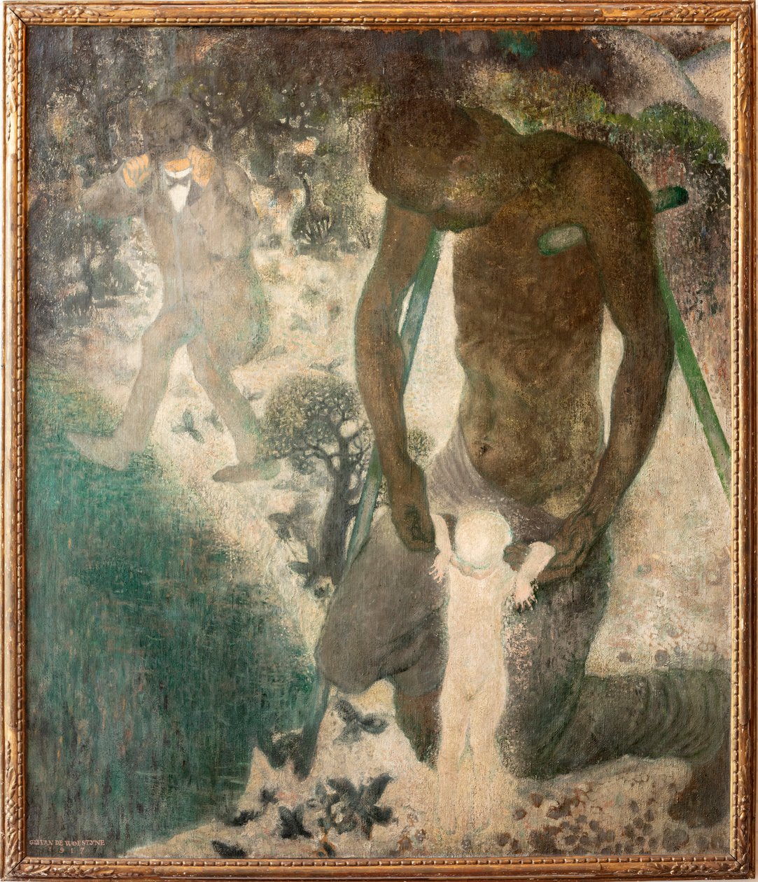 De medvetna blinda och krymplingar som vill lära ett barn att gå av Gustave Van de Woestyne