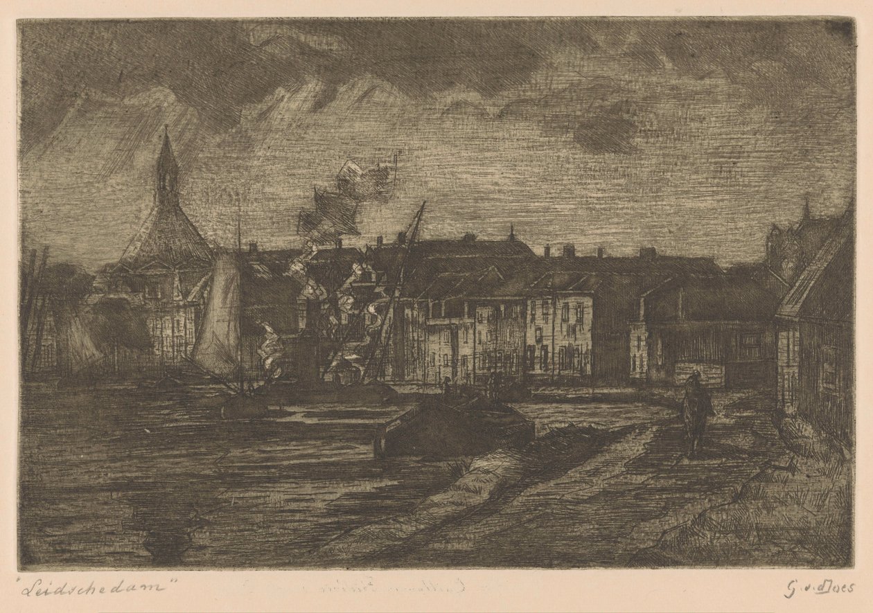 Leidschendam (originaltitel på objekt) av Gustave van der Does (signed by artist)