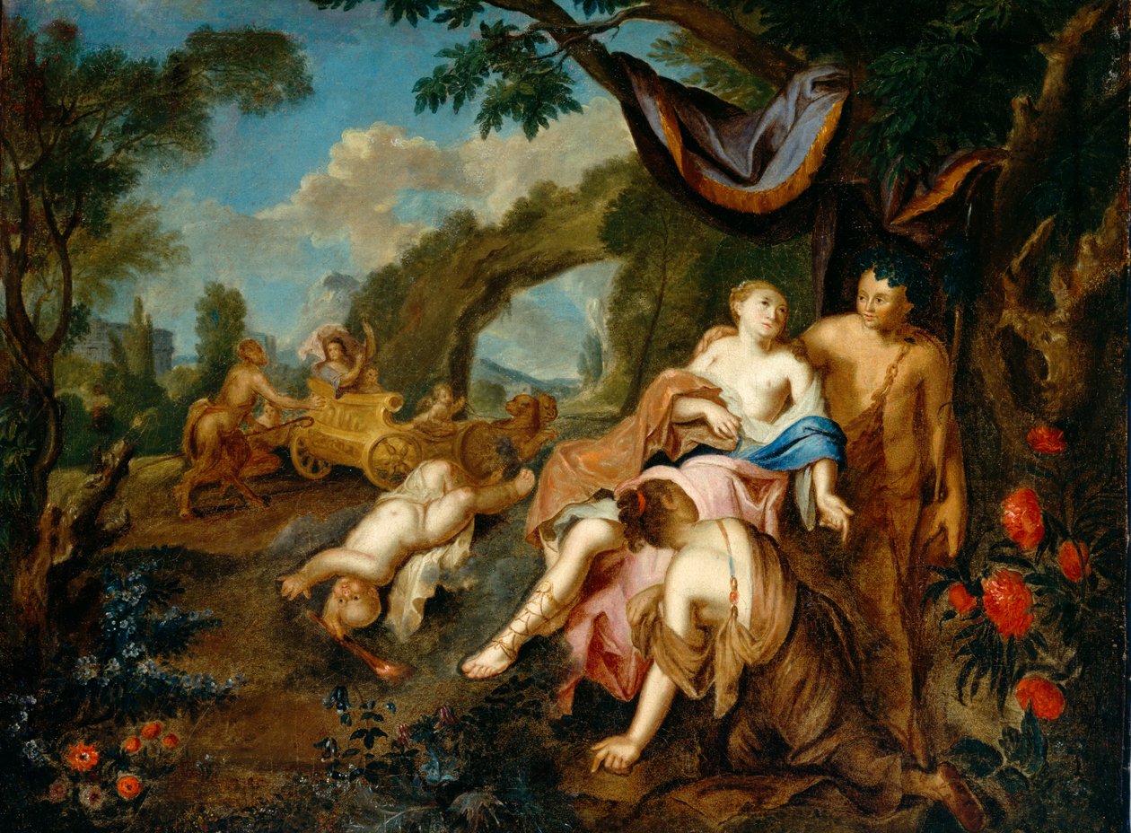 Bacchus och Ariadne, ca 1725 av Gustavus Hesselius