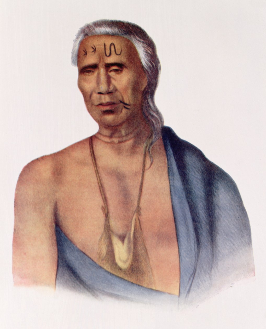 Lap-Pa-Win-Soe, en chef i Delaware, illustration från "The Indian Tribes of North America, Vol.1", av Thomas L. McKenney och James Hall, pub. av John Grant av Gustavus Hesselius