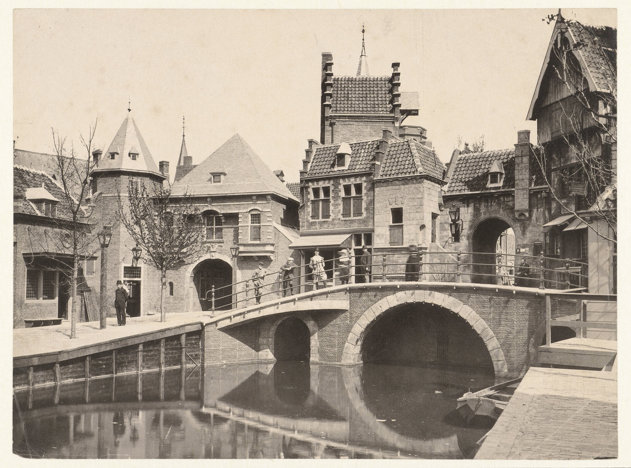 Utsikt över en kanal i Amsterdam under världsutställningen 1895 Amsterdams världsutställning 1895 (titel på objekt) av Guy de Coral and Co.