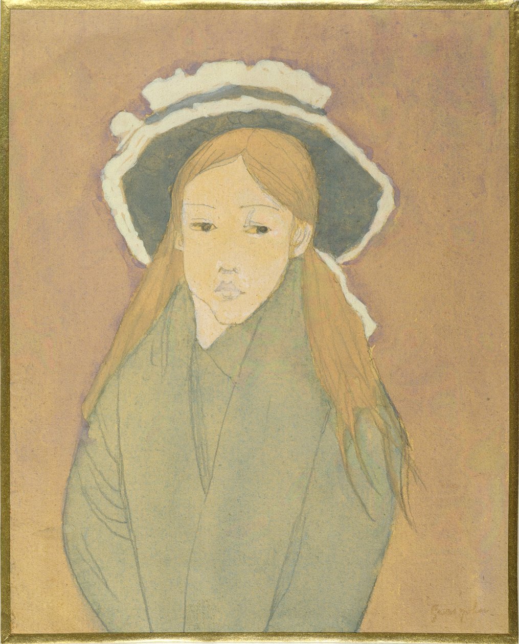 Teine ma le pulou tele ma le lauulu lanu mago, 1910s (wc, gouache ma graphite i luga o pepa) fa