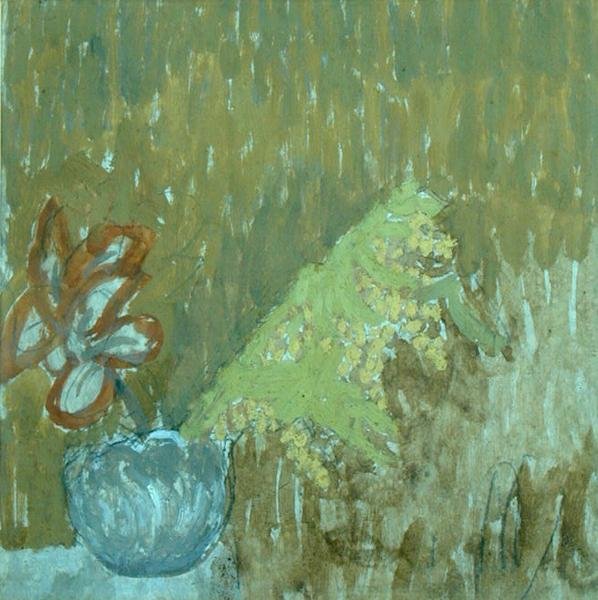 Mimosa and Other Flowers in a Vase, c.1930 (penna och olja på papper) av Gwen John