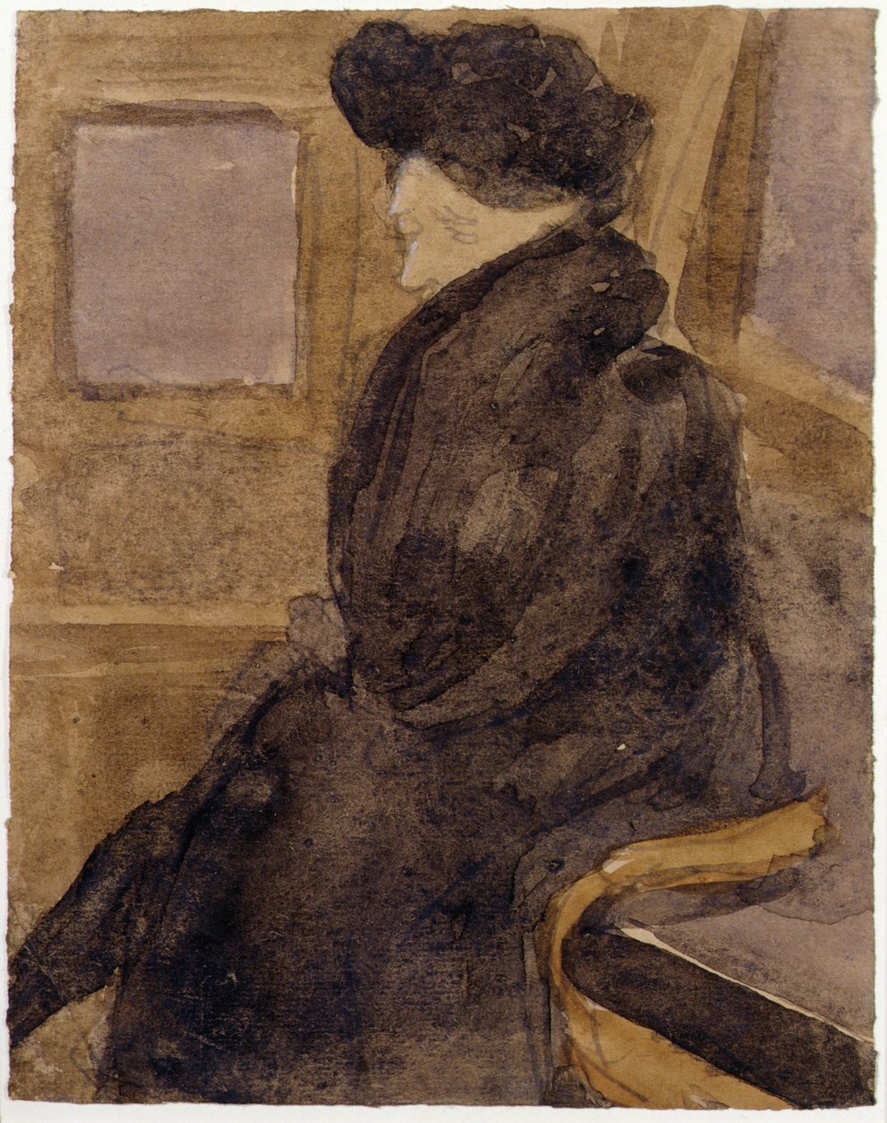 Gammal kvinna i spårvagn av Gwen John