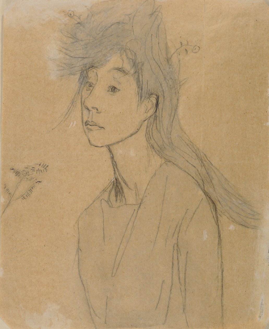 Ophelia: Portrait Imagine, ca 1910 (krita och tvätt på papper) av Gwen John