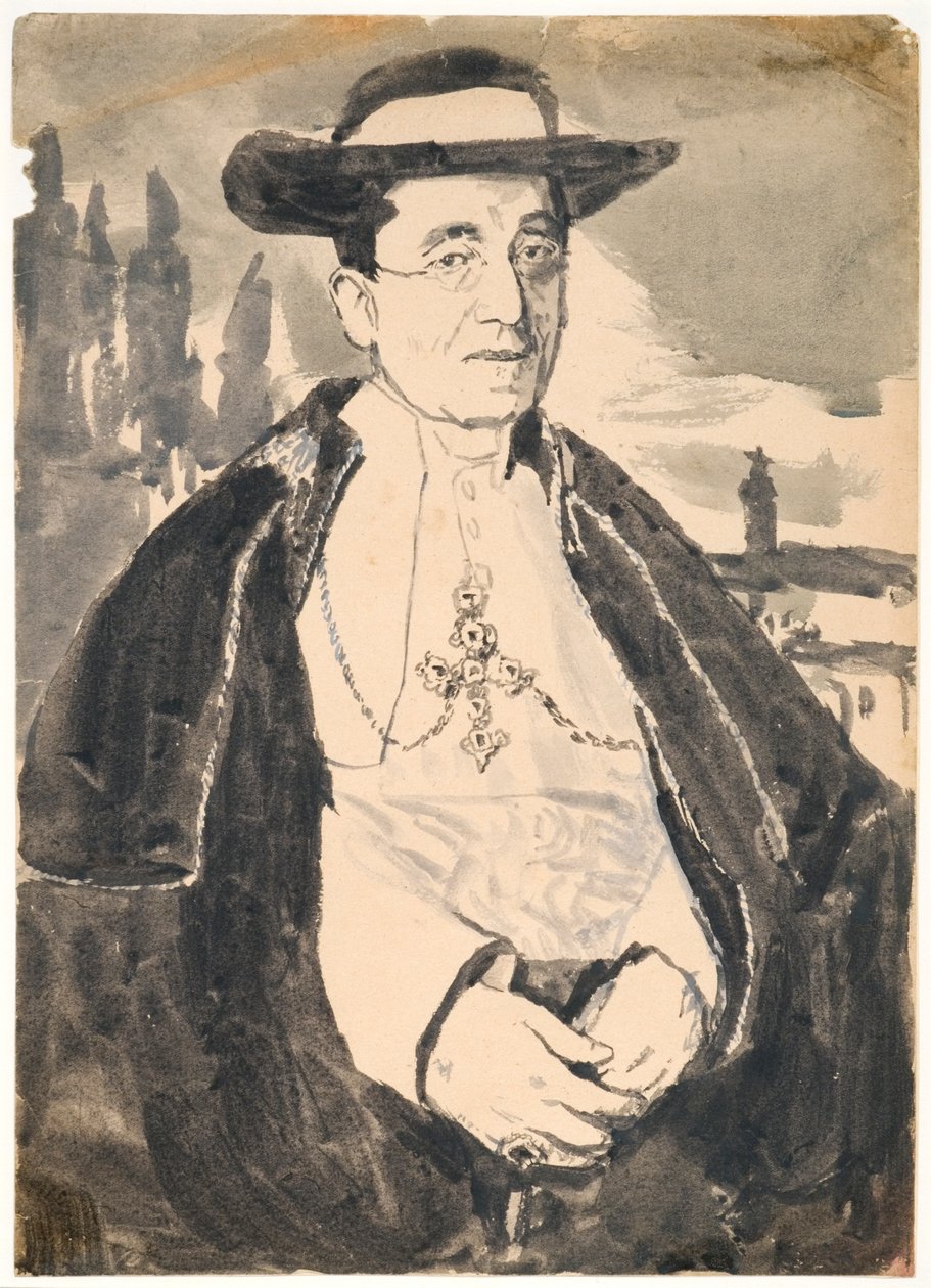 Påven Benedictus XV (gouache med lavering på papper) av Gwen John