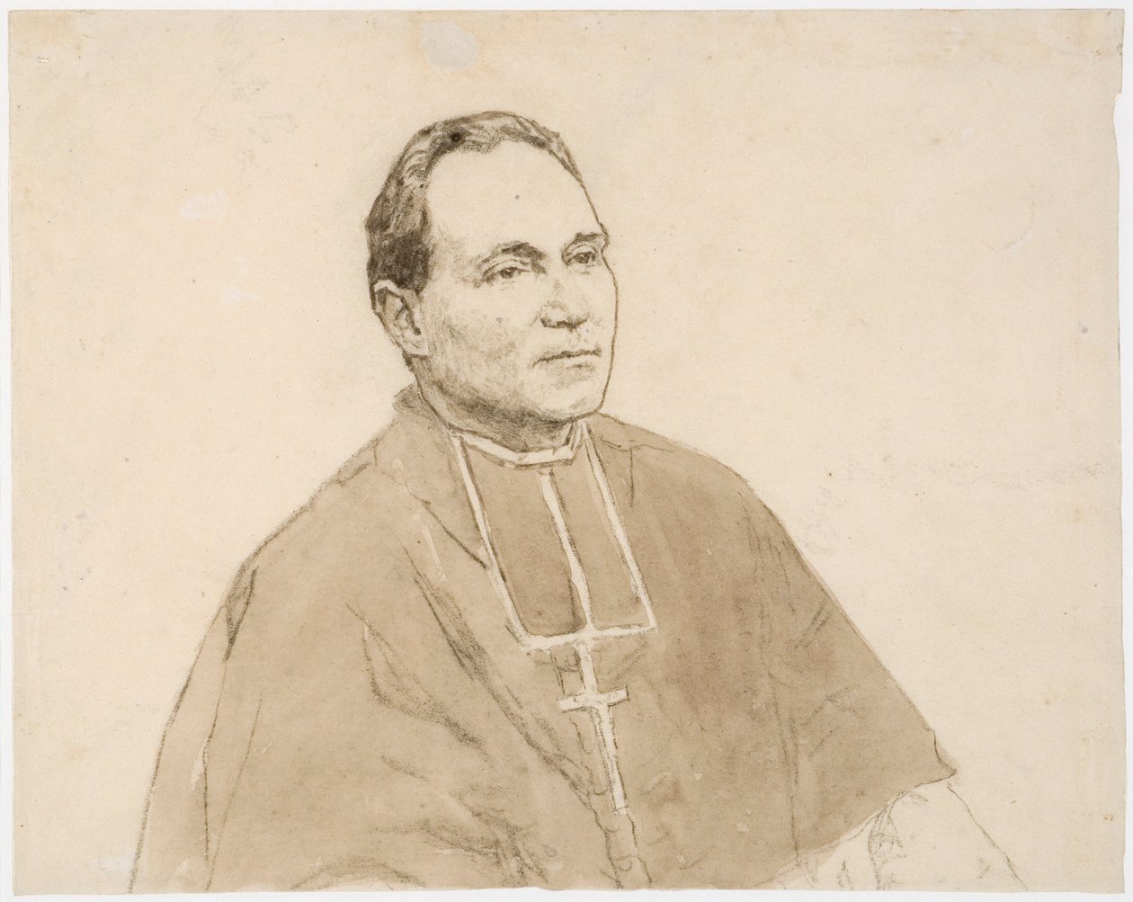 Porträtt av en kardinal (kol och akvarell på papper) av Gwen John
