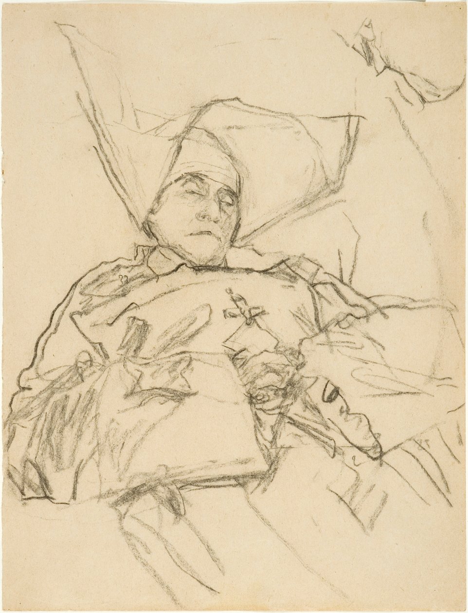 Den döende nunnan (conte-krita på papper) av Gwen John