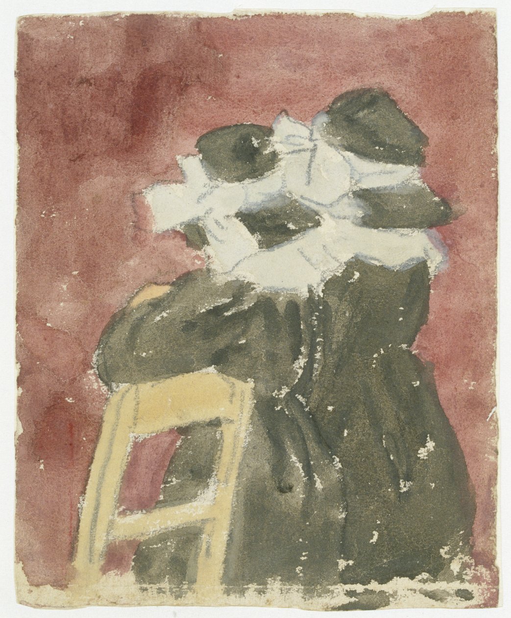 Två flickor står i en kyrka (blyerts och akvarell på papper) av Gwen John