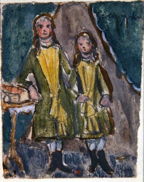 Viktorianska systrar (akvarell på papper) av Gwen John