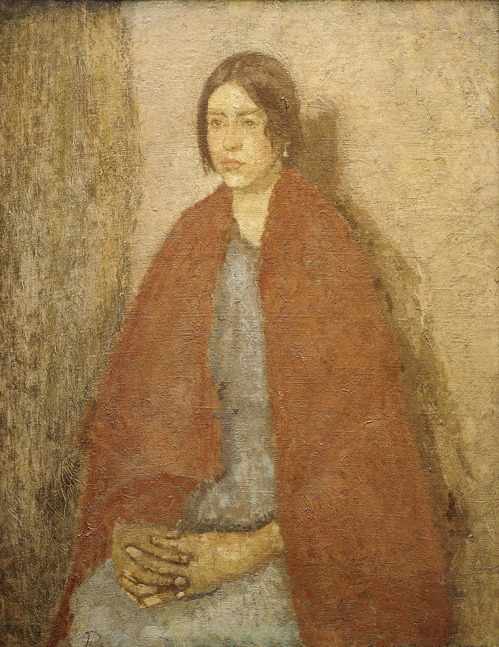 Ung kvinna i en röd sjal, av Gwen John