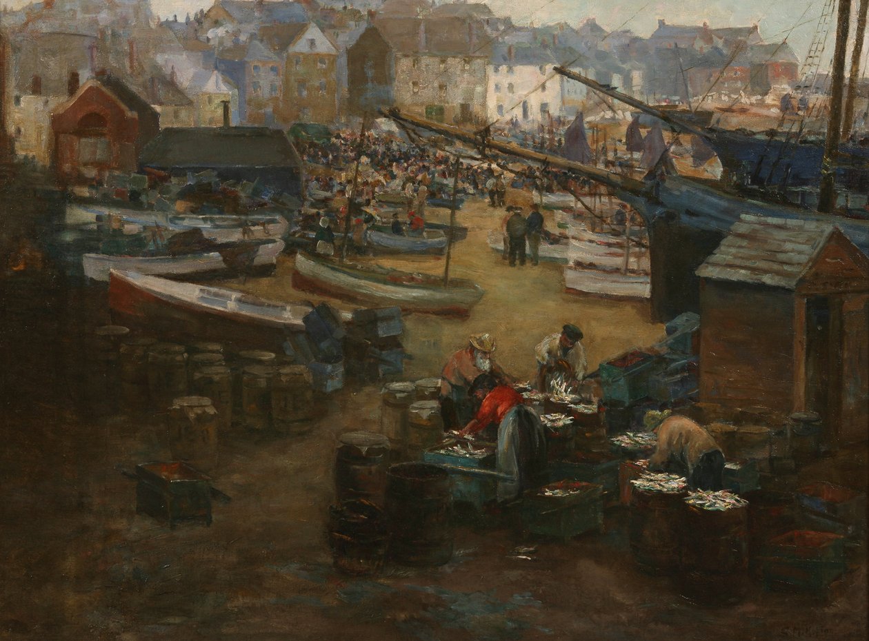 Packing Fish, St. Ives, ca 1910 av Gwendoline Margaret Hopton