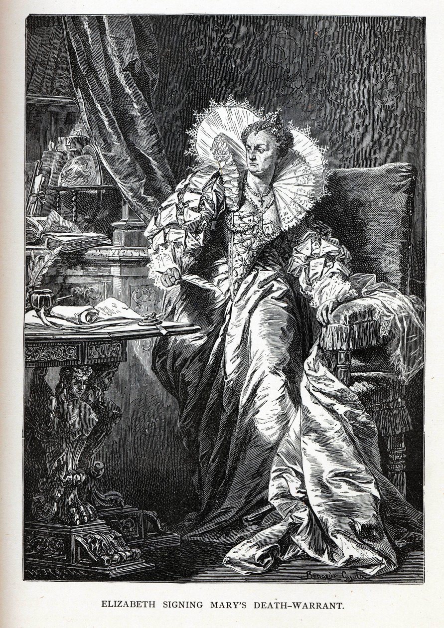 Elizabeth undertecknade Marys dödsdom, 1882 av Gyula Benczúr