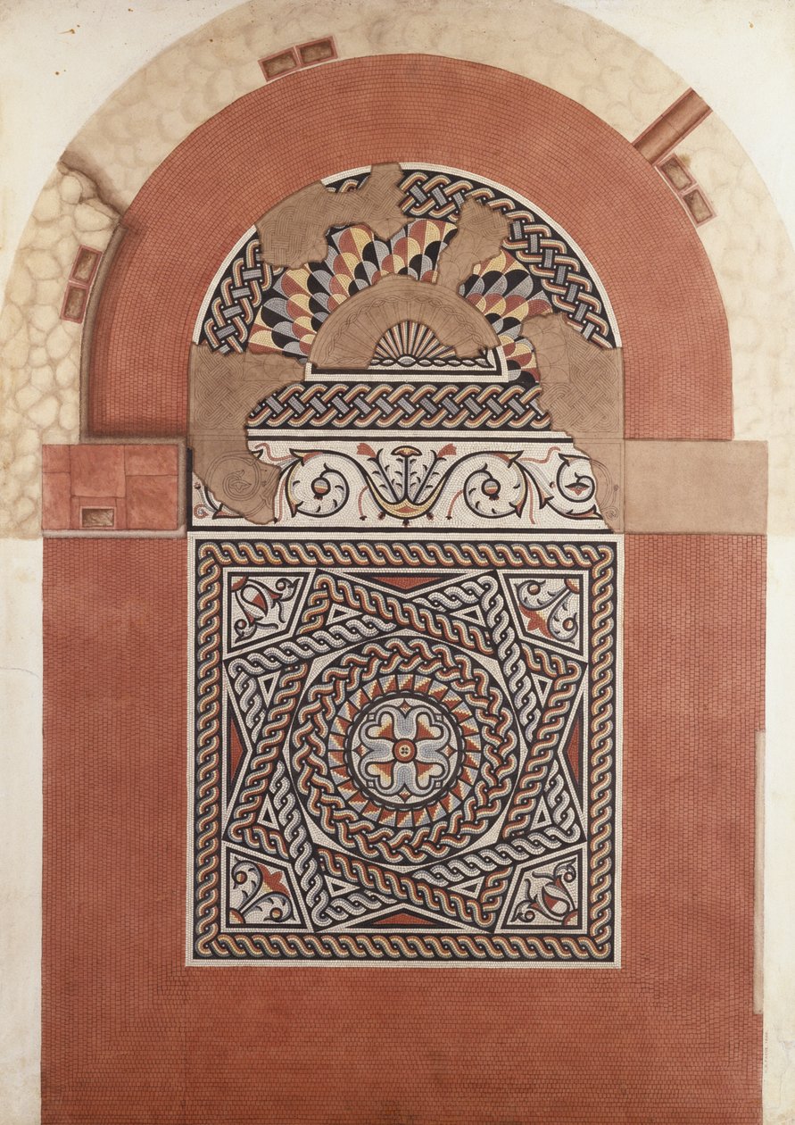 Romersk mosaikplatta hittad i Bucklersbury, 1869 (wc) av H. R. Payne