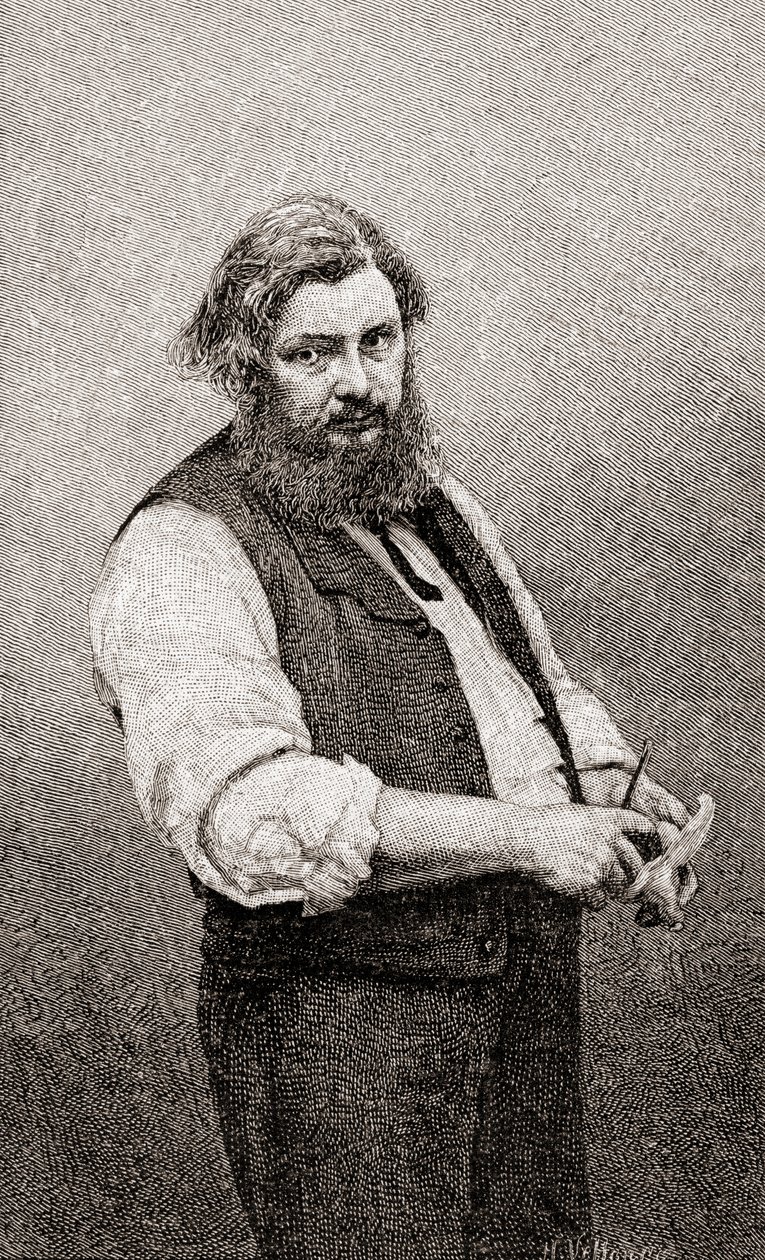 Jean Désiré Gustave Courbet, från The Century Illustrated Monthly Magazine, publicerad 1884 (trägravyr) av H. Velten
