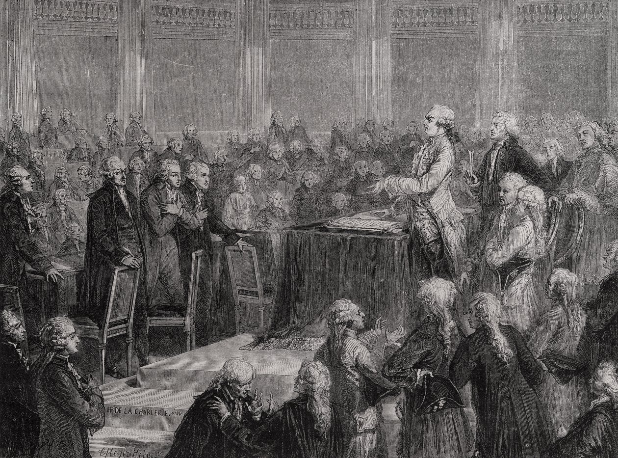 Kung Ludvig XVI (1754-93) accepterar och svär till konstitutionen, 14 september 1791 av H. de la Charlerie