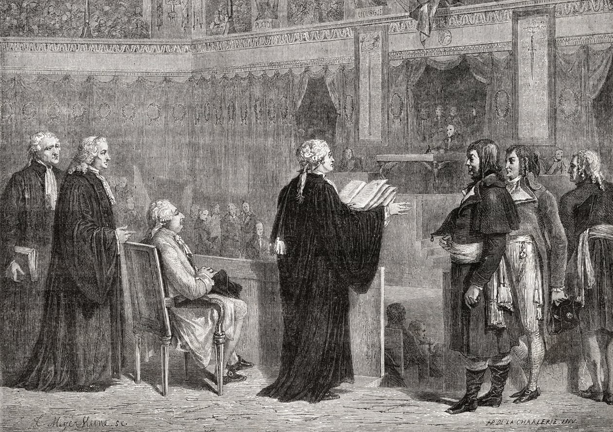Kung Ludvig XVI (1754-93) före konventet den 26 september 1792 av H. de la Charlerie