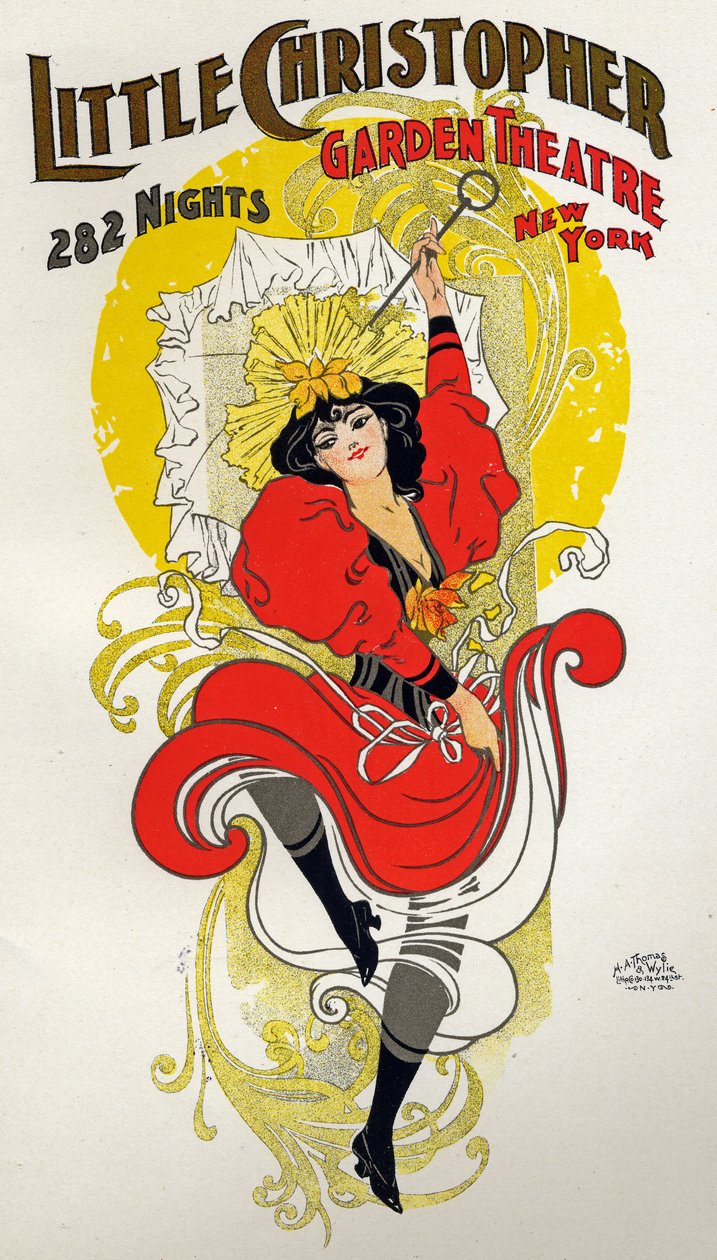Kvinna som dansar cancan. Little Christopher Theatre, New York av H.A. Thomas