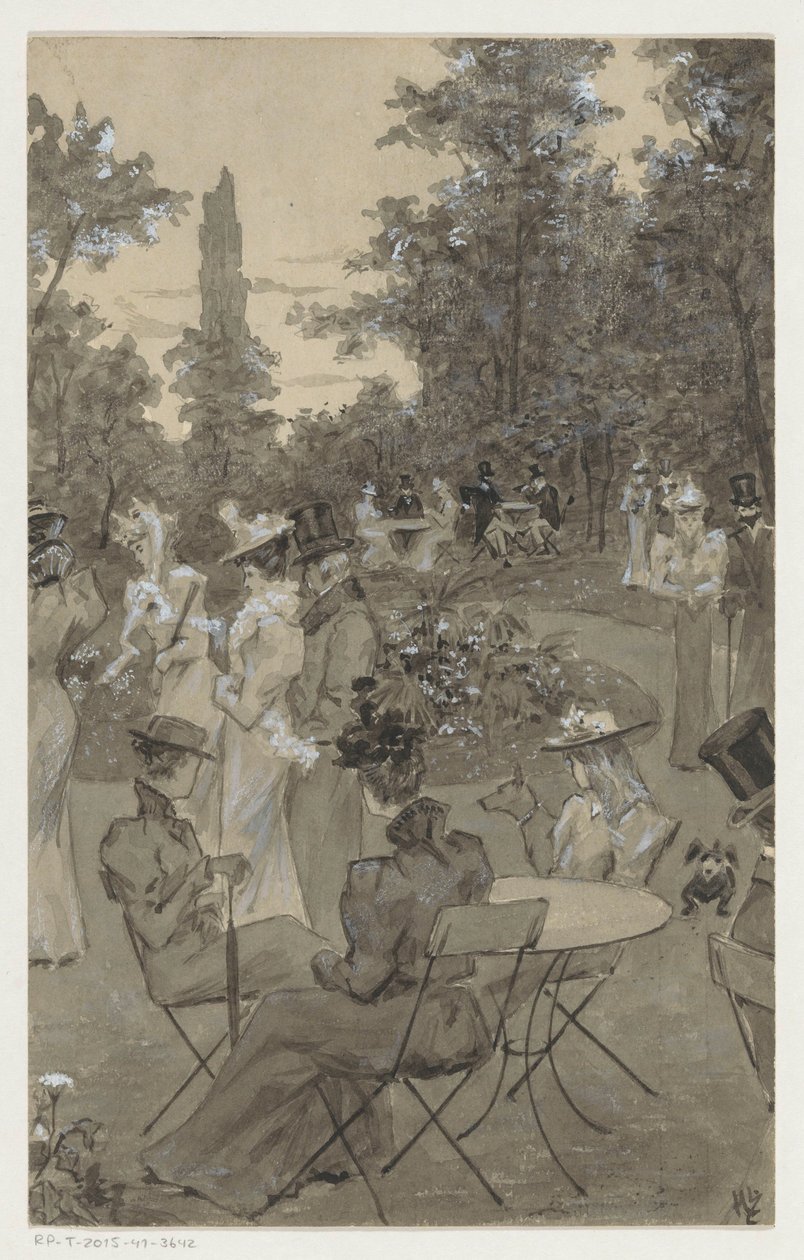 Fritidsmänniskor i en park av H.C. Louwerse (signed by artist)
