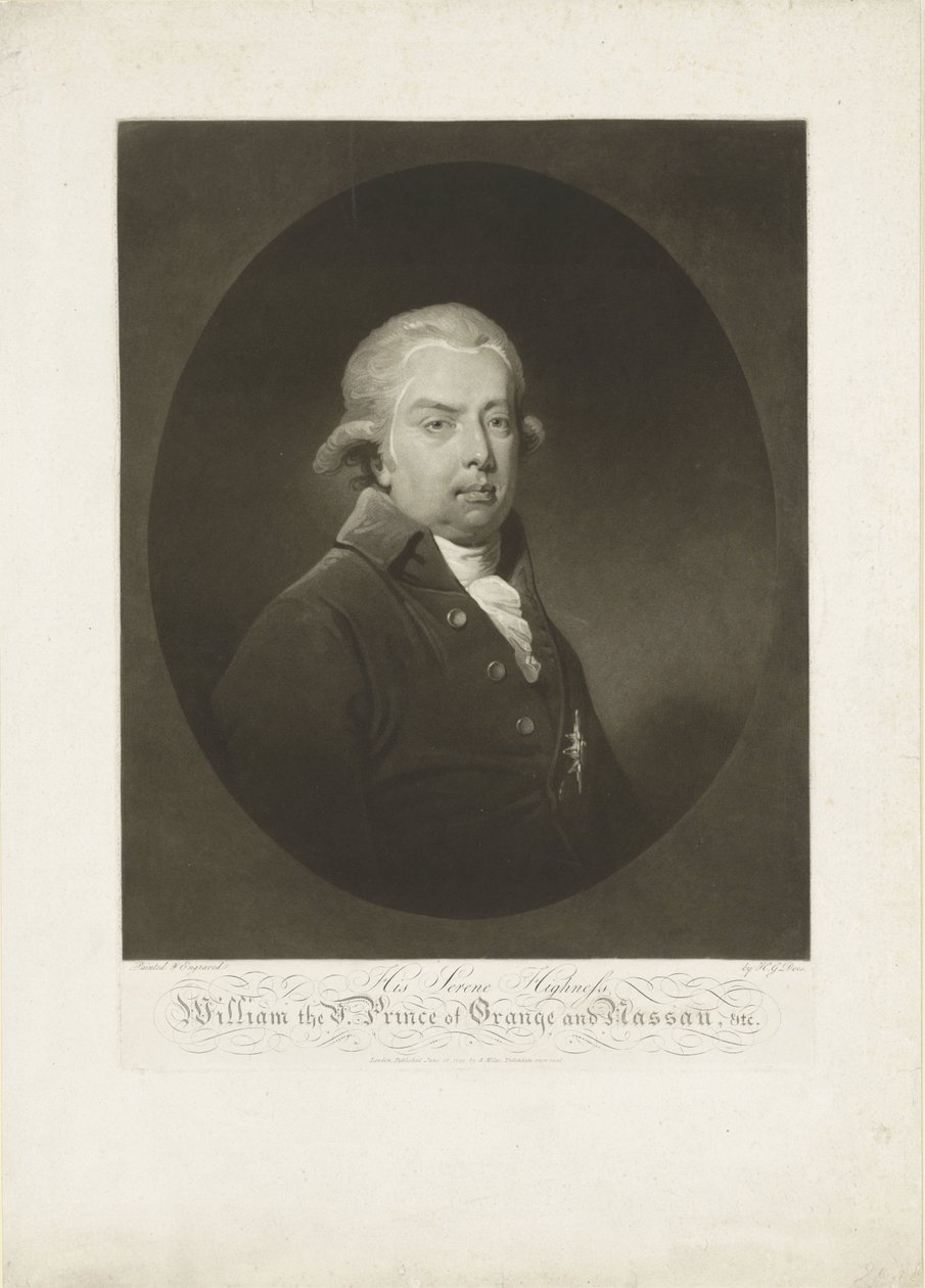 Porträtt av William V, Prins av Orange-Nassau av H.G. Does