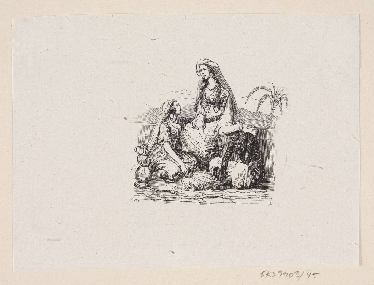 Illustration till "Den flygande resväskan" i H.C. Andersen, "Sagor och berättelser", volym 1 av H.P. Hansen