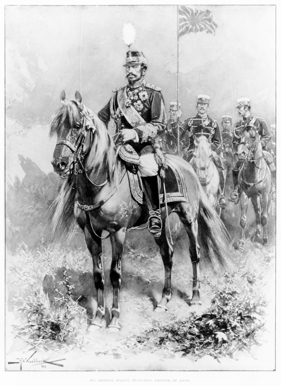 Hans kejserliga majestät Mutsuhito, kejsare av Japan (1852-1912) från The Illustrated London News, 16 januari 1904 av H.W. Koekkoek