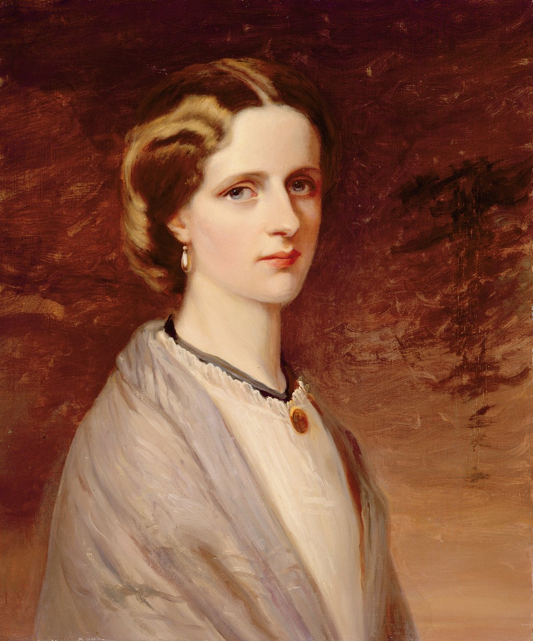 Porträtt av Emily, Mrs Meynell Ingram (olja på duk) av H. (after) Taylor