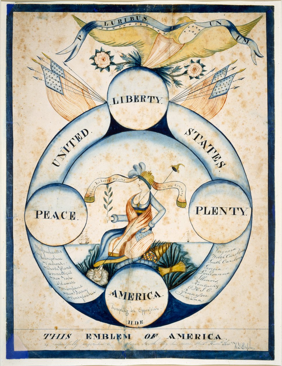Detta Amerikas emblem, ca 1818 (akvarell på papper) av H. D. Ersele