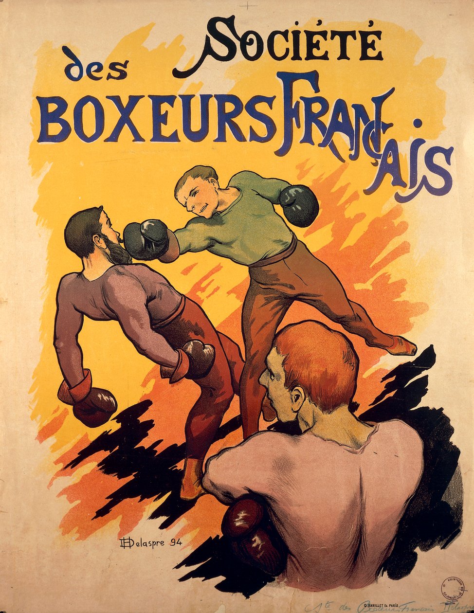Societe des Boxeurs Francais, franska boxares reklamillustration av Delaspre av H. Delaspre