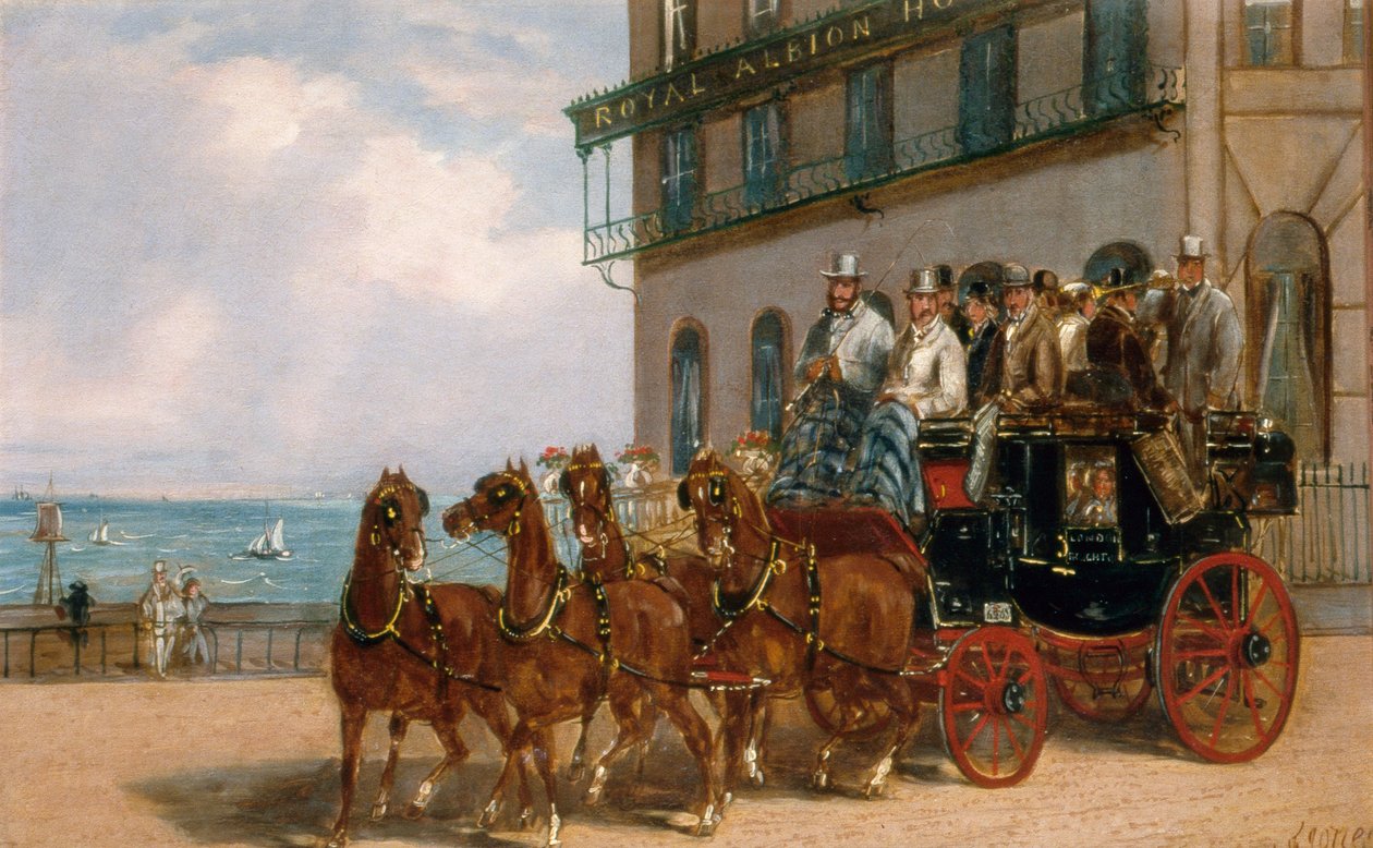 En diligens utanför Royal Albion Hotel av H. J. Jones