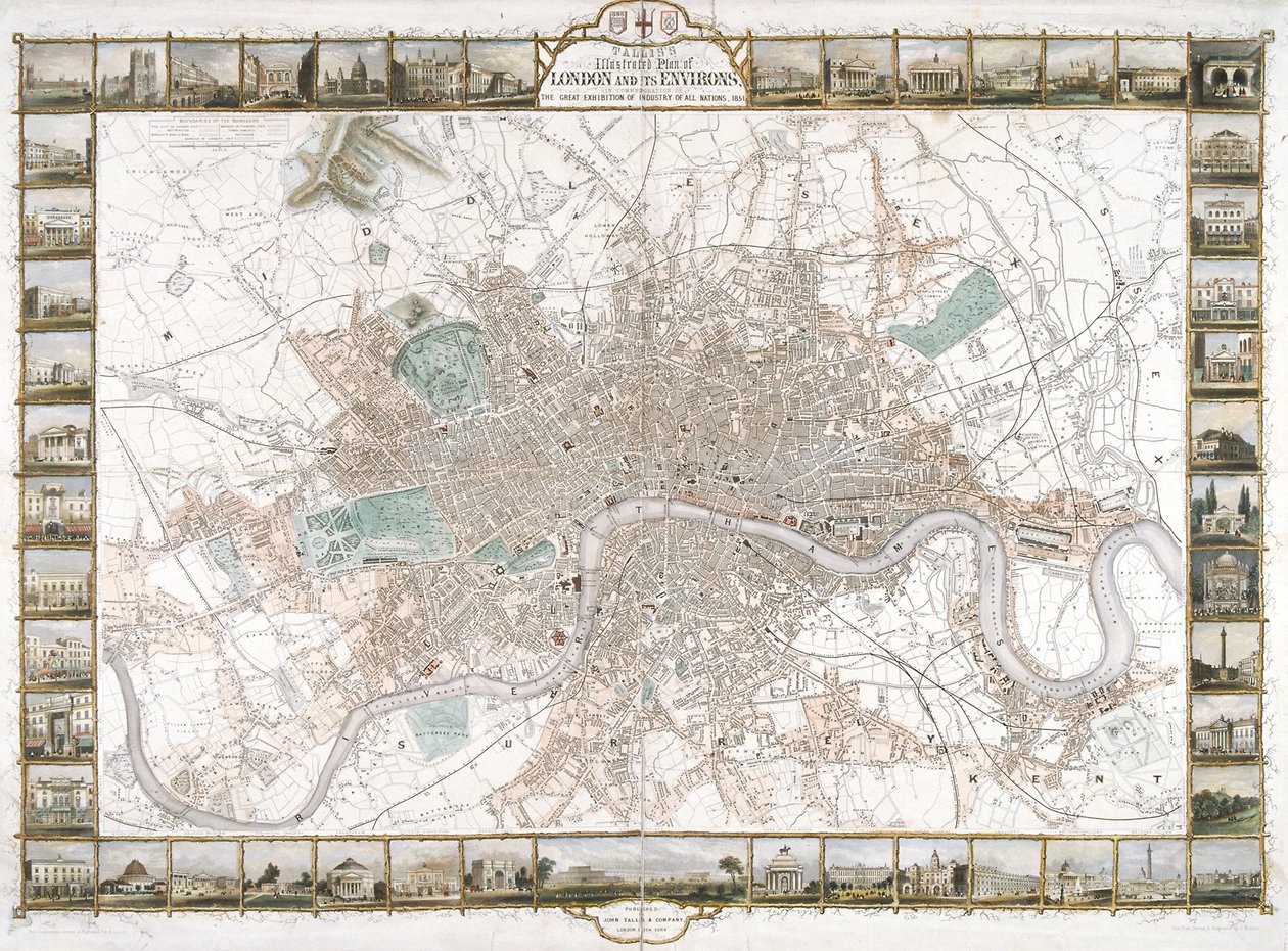 Karta över London, 1851 av H Lacey