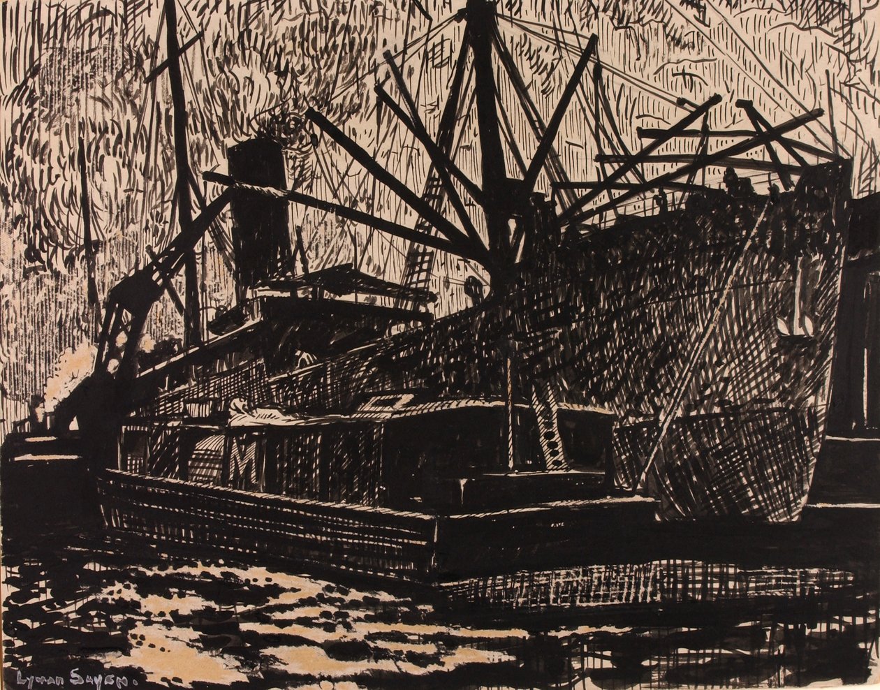 (Linjefartyg och bogserbåt) av H. Lyman Sayen