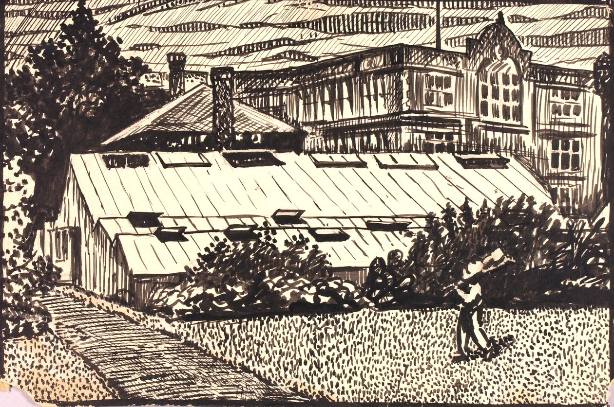Utan titel (Figur och byggnader) av H. Lyman Sayen