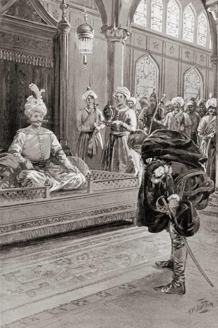 Sir Anthony Shirley besökte Shah Abbas den stores hov, Persien 1599, från Hutchinson