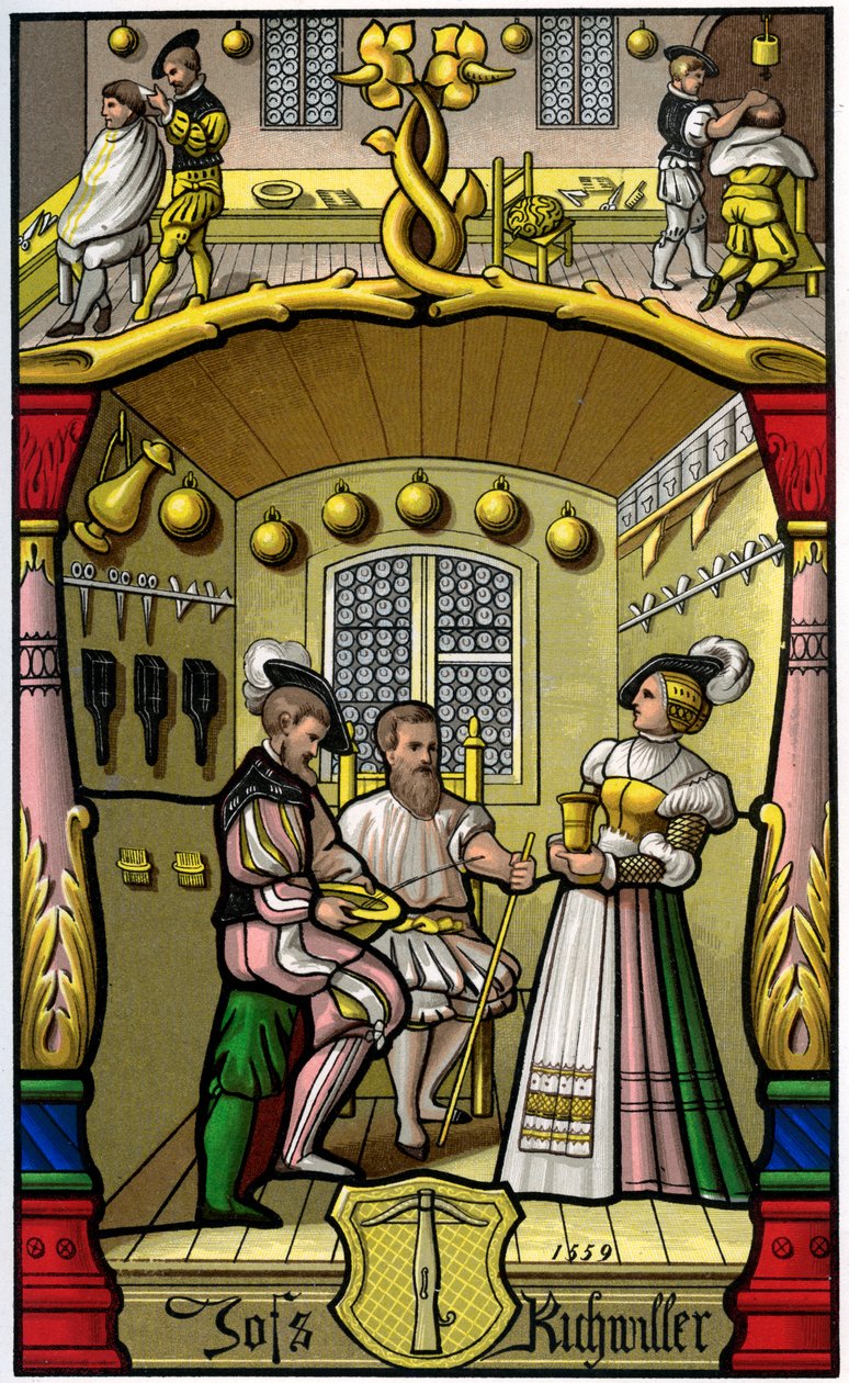 Frisör och perukmakare, 1500-talet 1849. av H. Moulin
