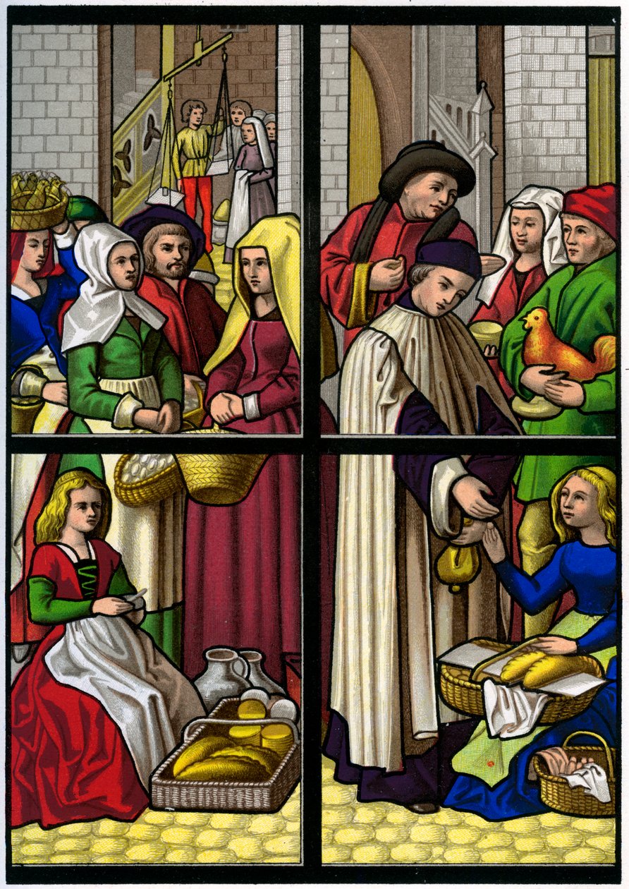 Marknaden, 1400-talet 1849. av H. Moulin