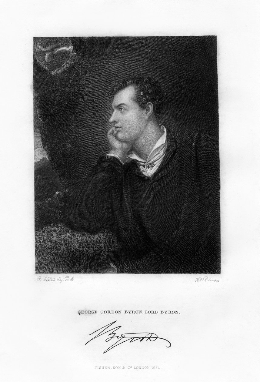 Lord Byron, angloskotsk poet, c1813, 1831 av H. Robinson
