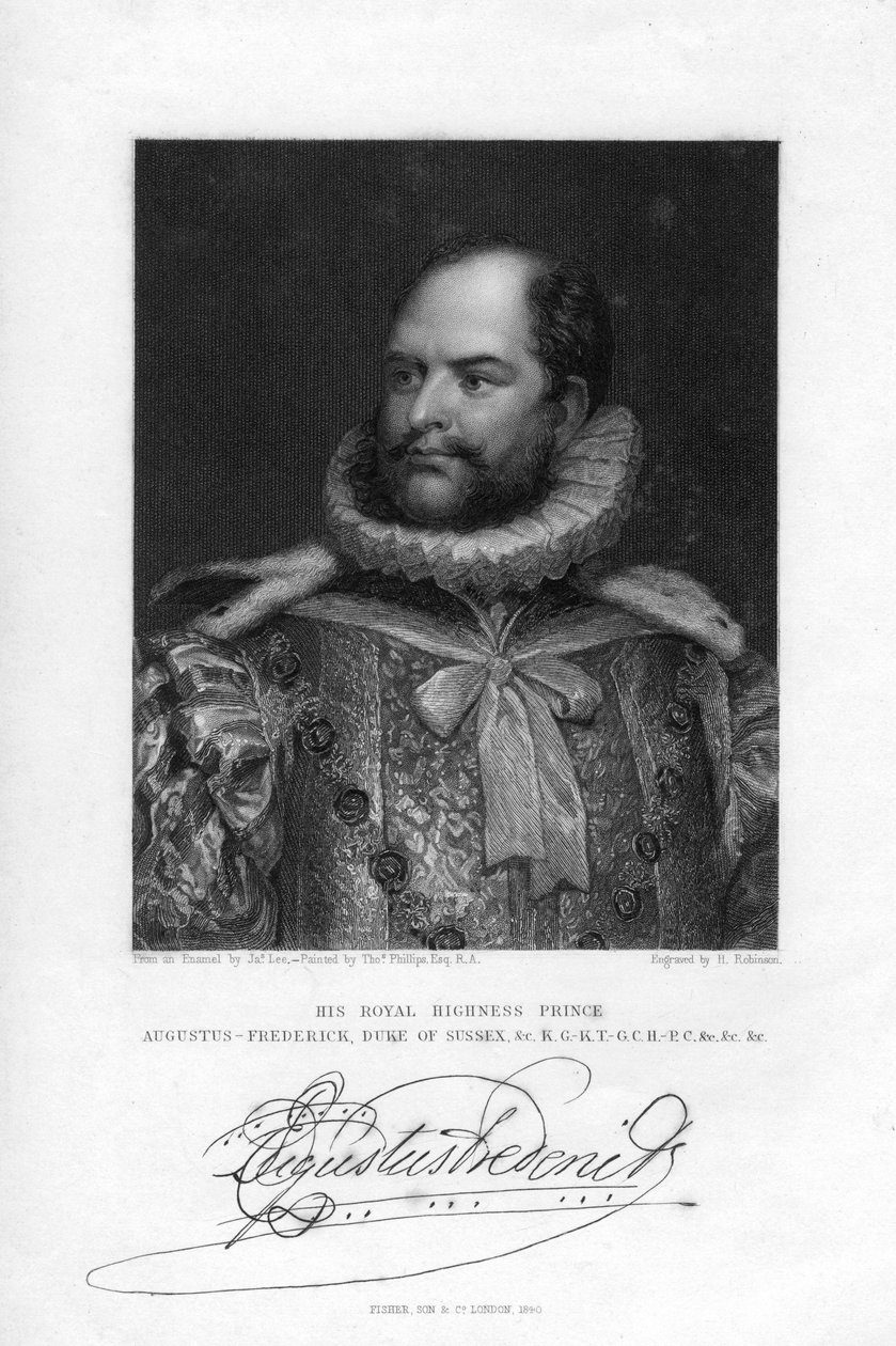 Prins Augustus Frederick, hertig av Sussex, 1840. av H. Robinson