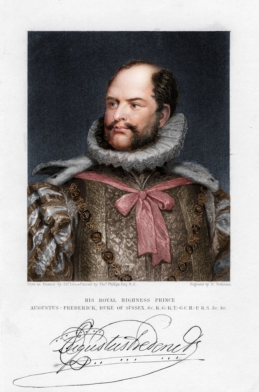 Prins Augustus Frederick, hertig av Sussex, 1800-talet av H. Robinson