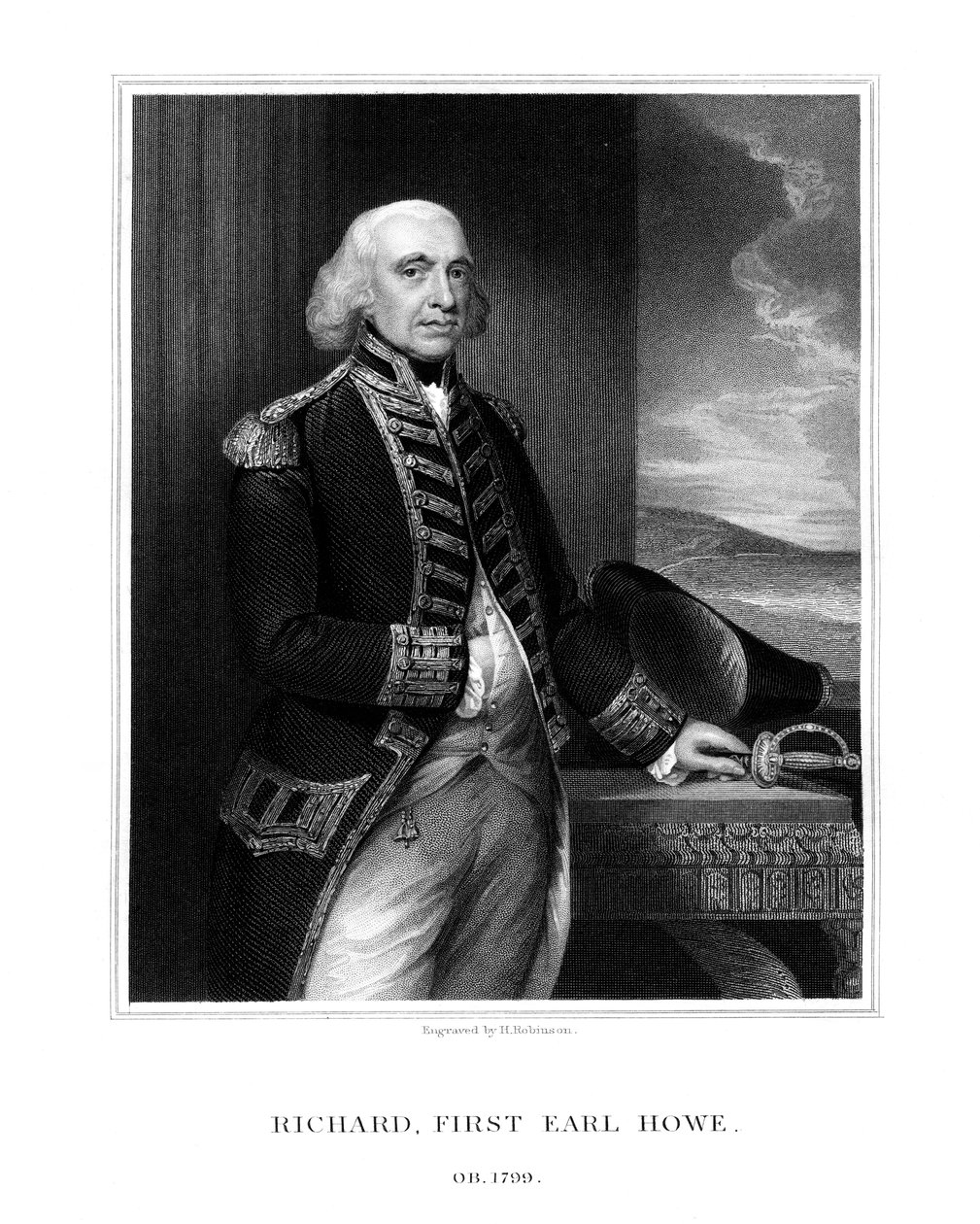 Richard Howe, 1st Earl Howe, brittisk amiral, 1832. av H. Robinson