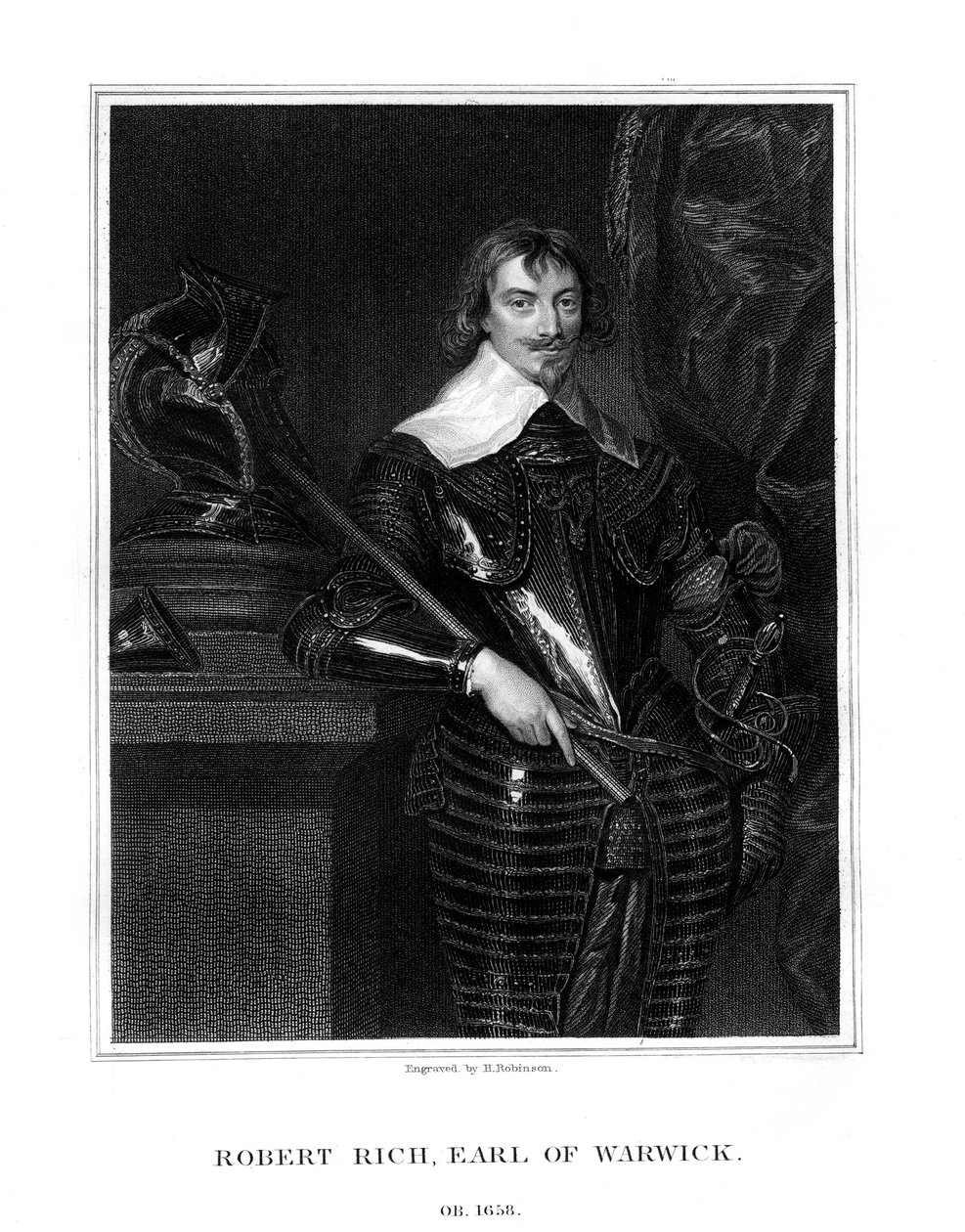 Robert Rich, 2:e earl av Warwick, engelsk kolonialadministratör, 1827 av H. Robinson