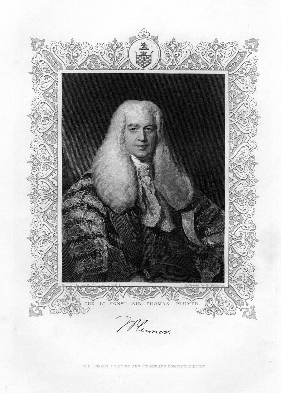 Sir Thomas Plumer 1753-1824, brittisk domare och politiker, 1800-talet. av H. Robinson