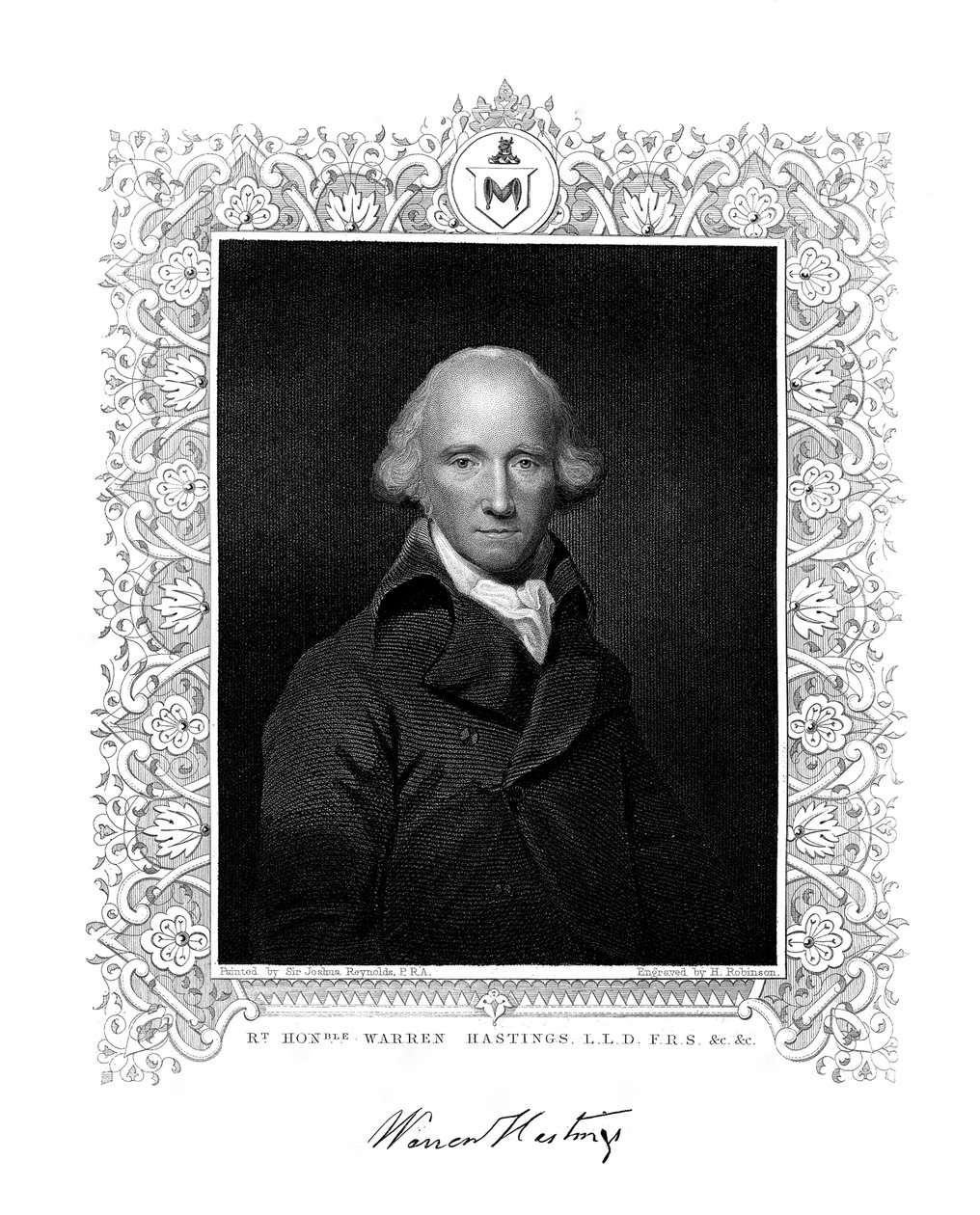 Warren Hastings, engelsk administratör i Indien, 1800-talet. av H. Robinson
