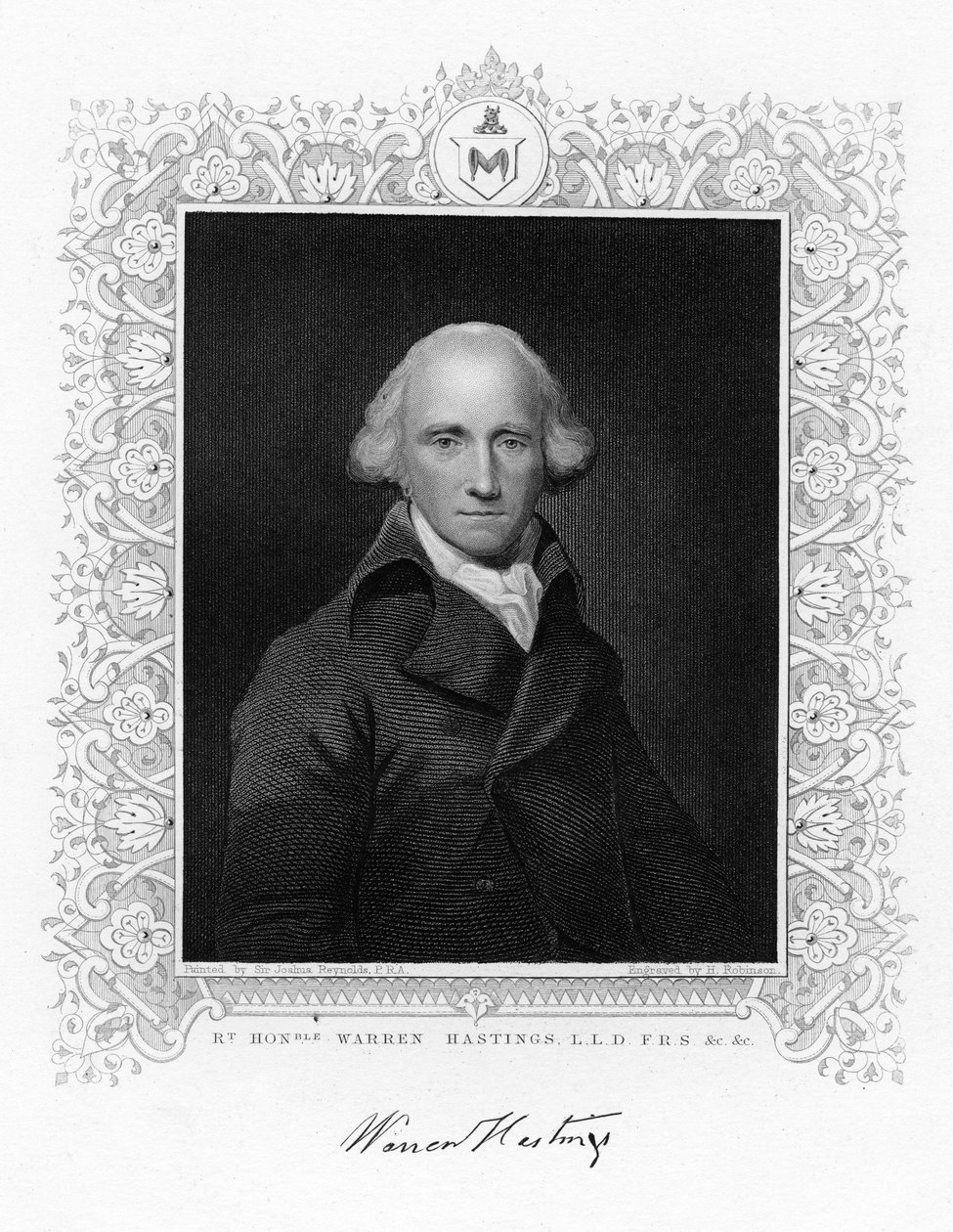 Warren Hastings, den första generalguvernören i Brittiska Indien, 1800-talet. av H. Robinson